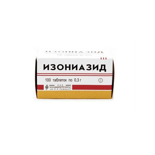 Изониазид таблетки 300 мг, 100 шт.